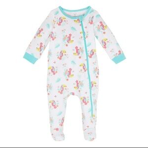 Koala Baby Cotton Pink Yellow and Blue Toucan Infant Footie Zip Pajamas 3 Months